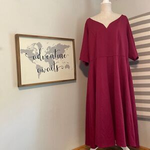 City Chic Deep Fuchsia Cute Girl Elbow Sleeve Dress with Pockets Size XXL / 24
